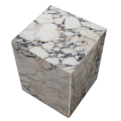 20" Ivory Marble Square Block End Table HomeRoots