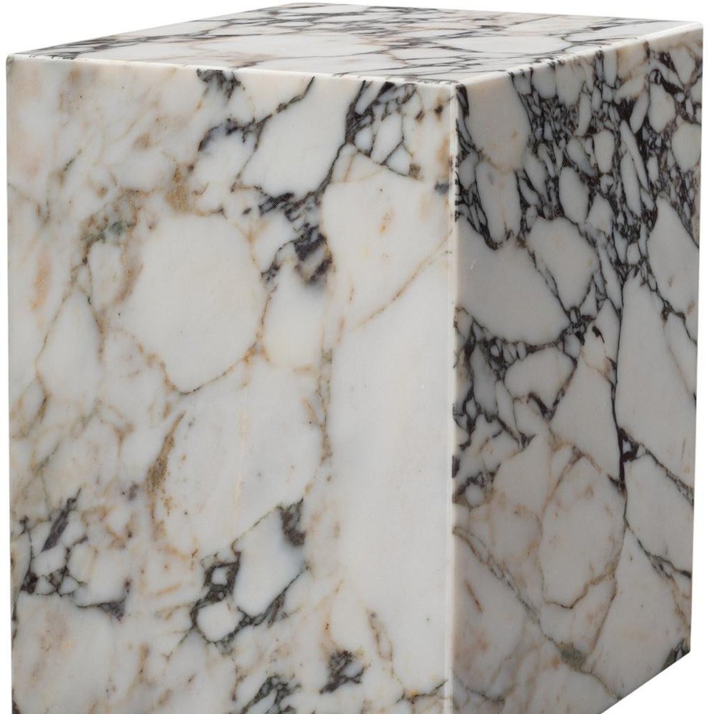 20" Ivory Marble Square Block End Table HomeRoots