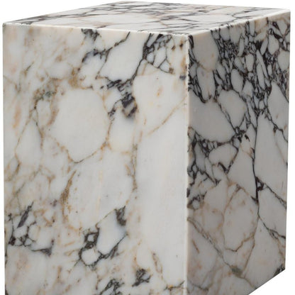 20" Ivory Marble Square Block End Table HomeRoots