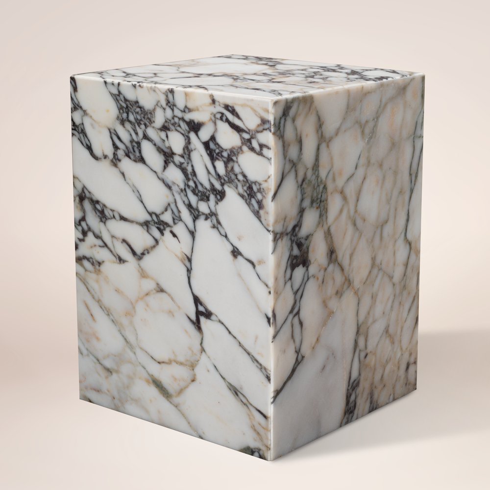 20" Ivory Marble Square Block End Table HomeRoots