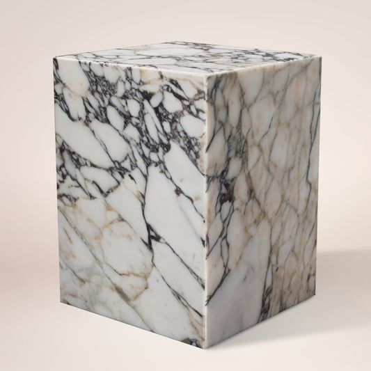 20" Ivory Marble Square Block End Table HomeRoots