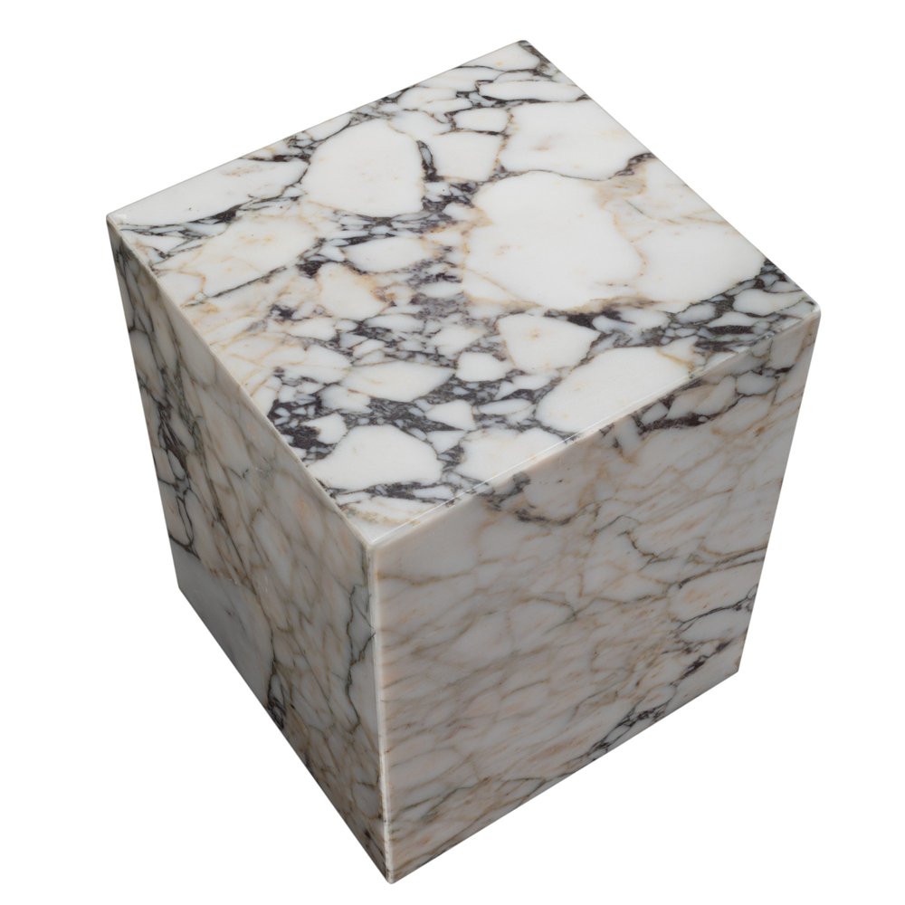 20" Ivory Marble Square Block End Table HomeRoots