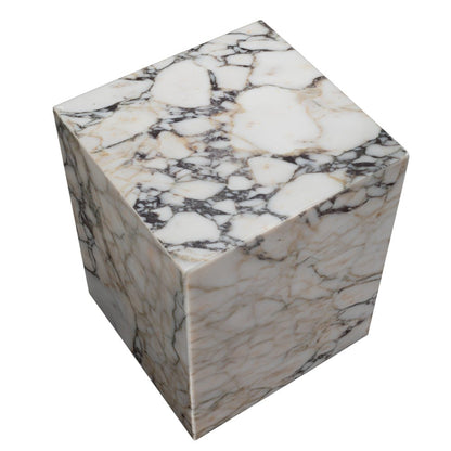 20" Ivory Marble Square Block End Table HomeRoots