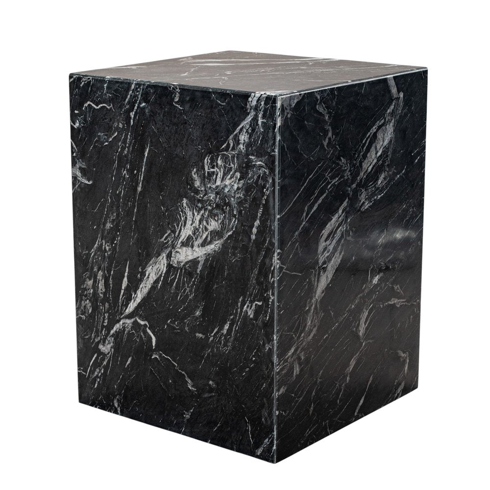 20" Black Marble Square Block End Table HomeRoots