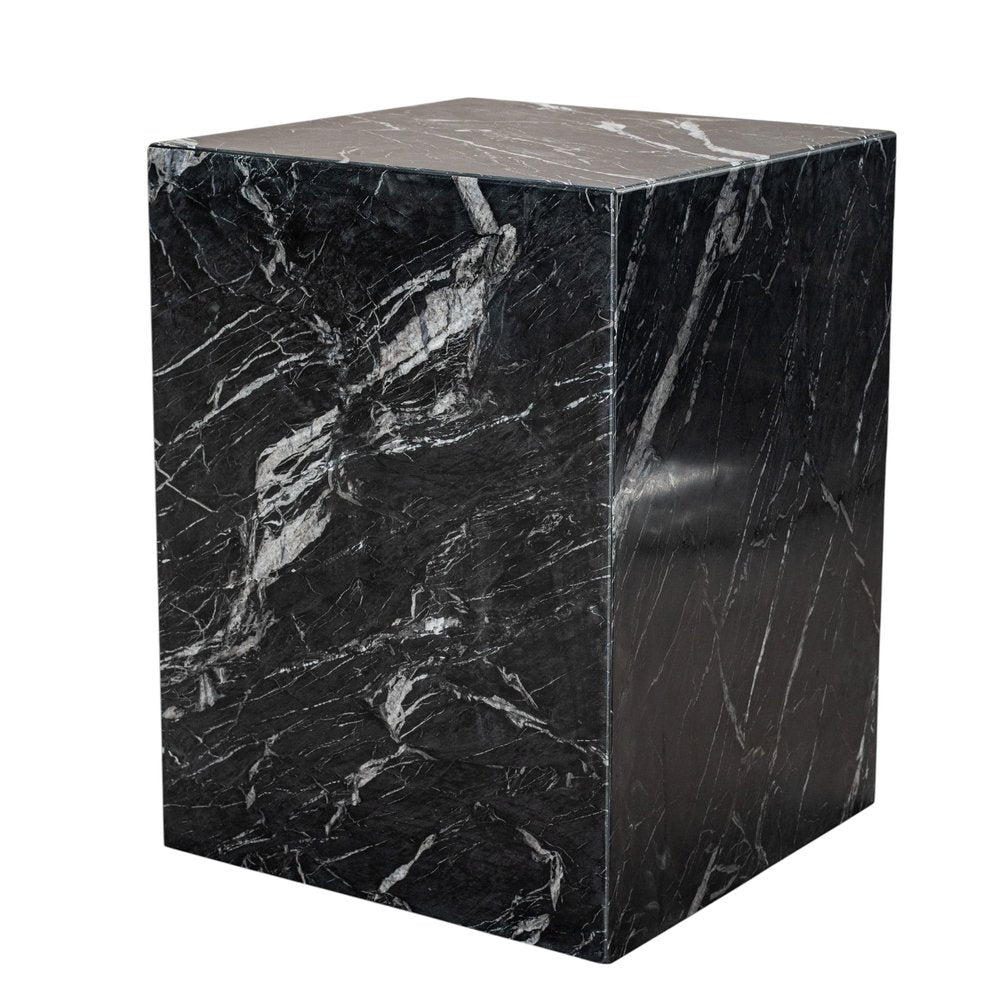 20" Black Marble Square Block End Table HomeRoots