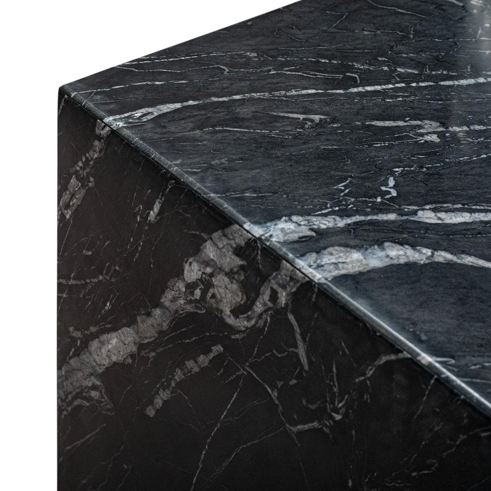 20" Black Marble Square Block End Table HomeRoots