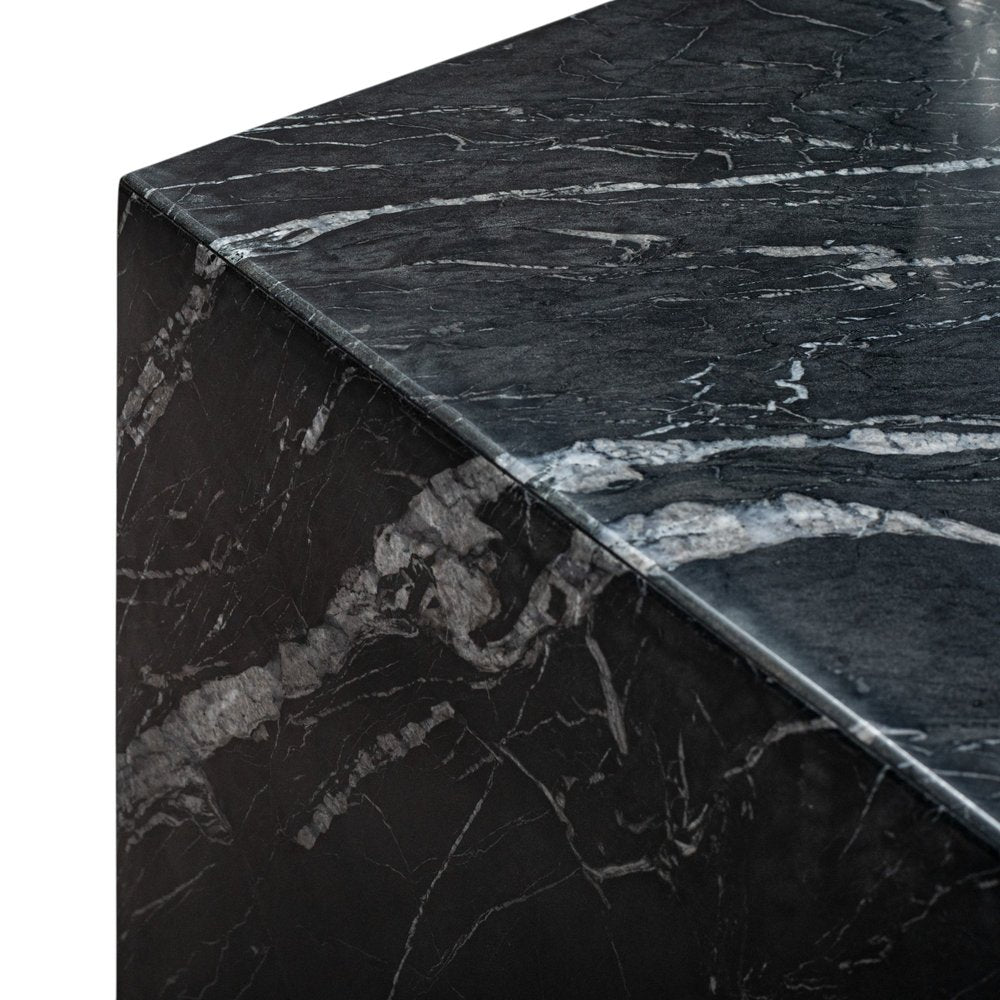 20" Black Marble Square Block End Table HomeRoots