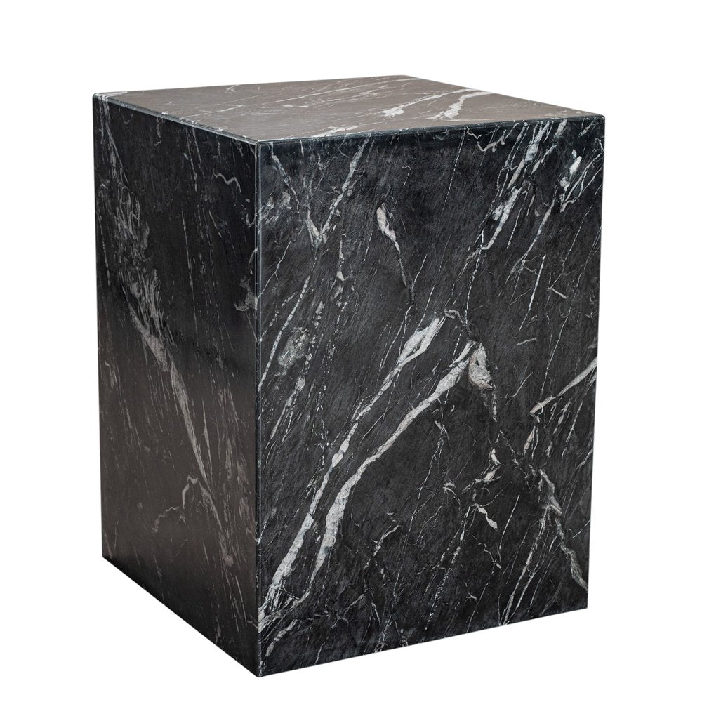 20" Black Marble Square Block End Table HomeRoots