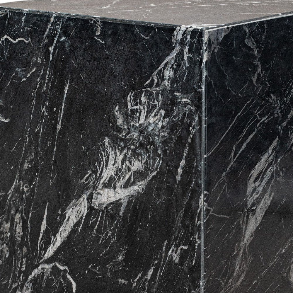 20" Black Marble Square Block End Table HomeRoots