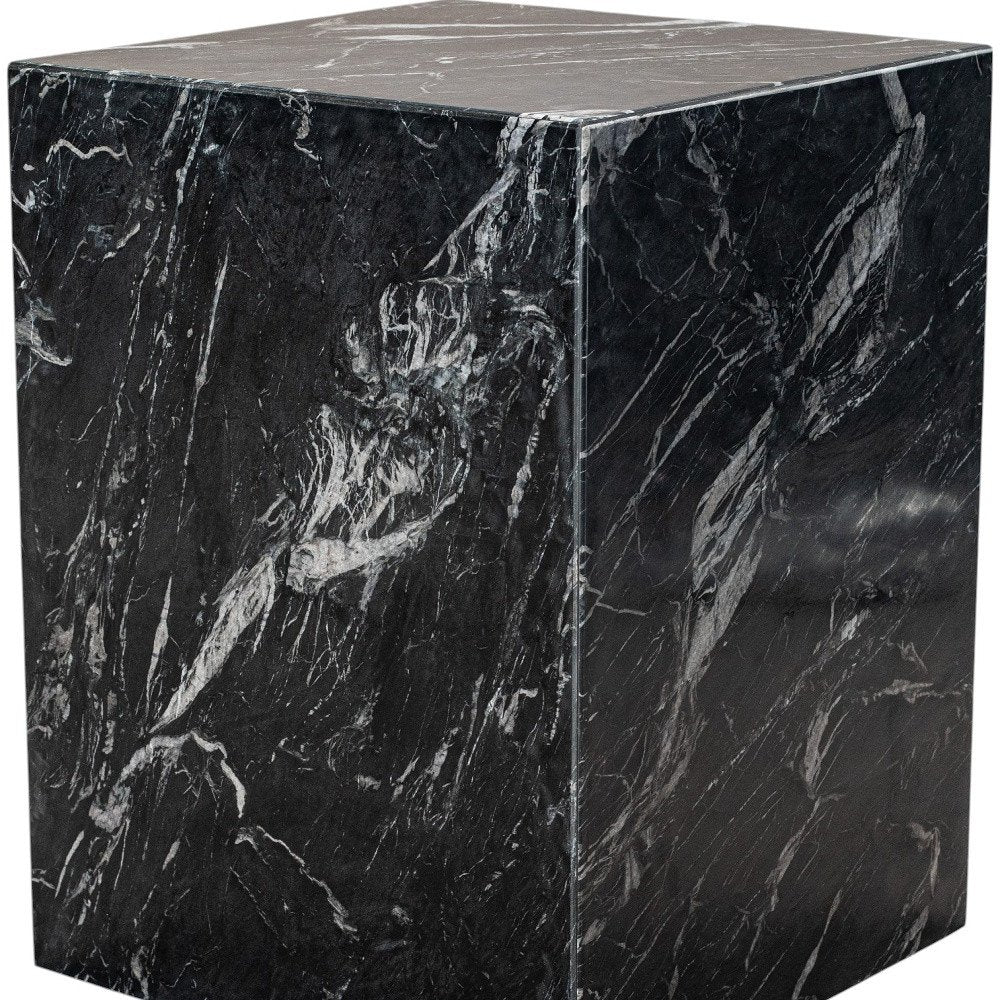 20" Black Marble Square Block End Table HomeRoots