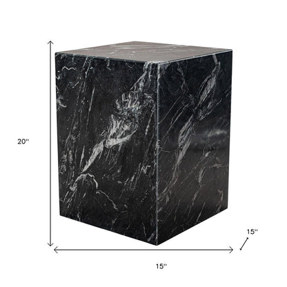 20" Black Marble Square Block End Table HomeRoots