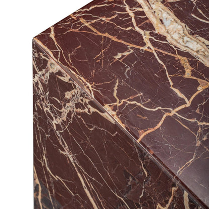 20" Red Marble Square Block End Table HomeRoots