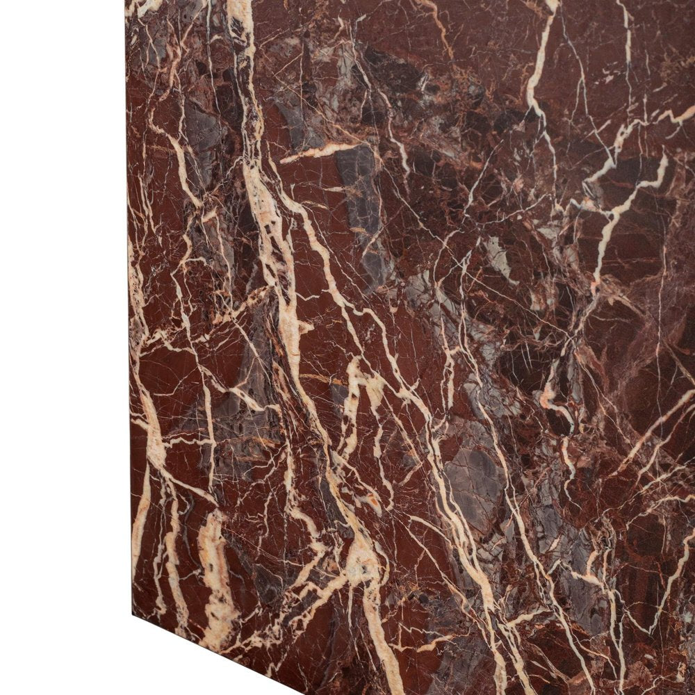 20" Red Marble Square Block End Table HomeRoots