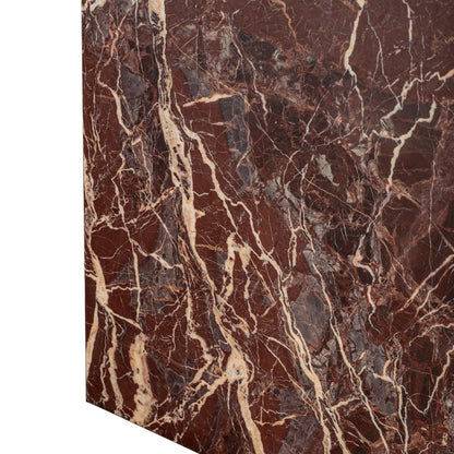 20" Red Marble Square Block End Table HomeRoots
