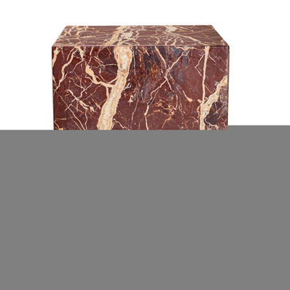 20" Red Marble Square Block End Table HomeRoots