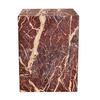 20" Red Marble Square Block End Table HomeRoots