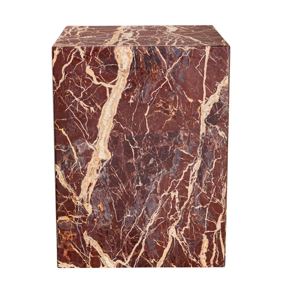 20" Red Marble Square Block End Table HomeRoots