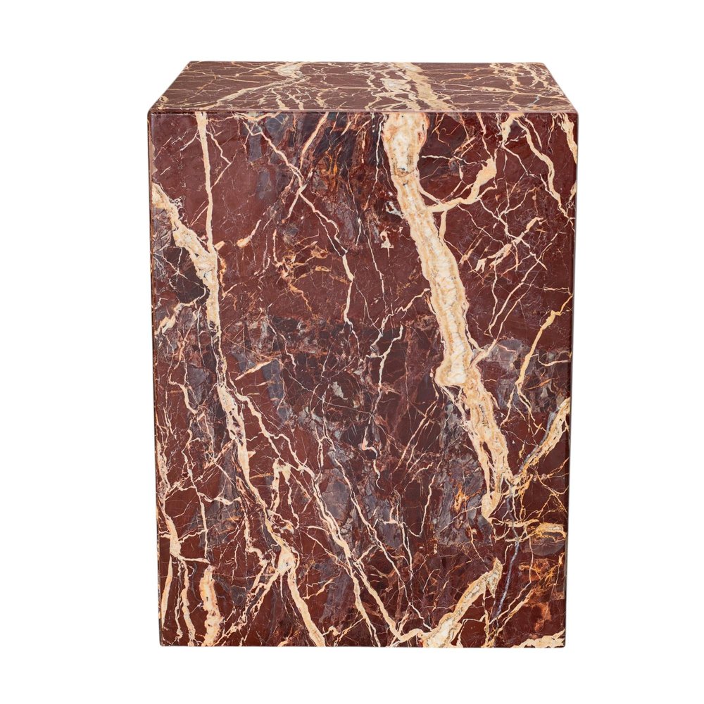 20" Red Marble Square Block End Table HomeRoots