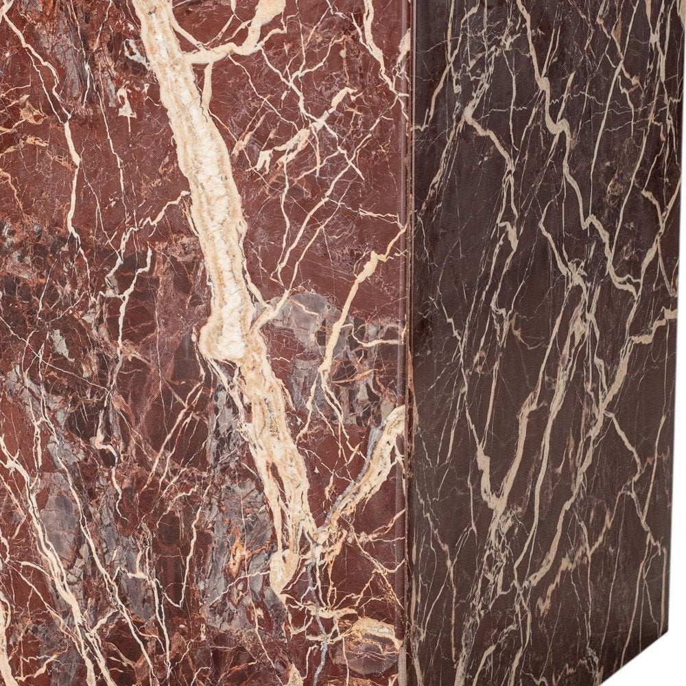 20" Red Marble Square Block End Table HomeRoots