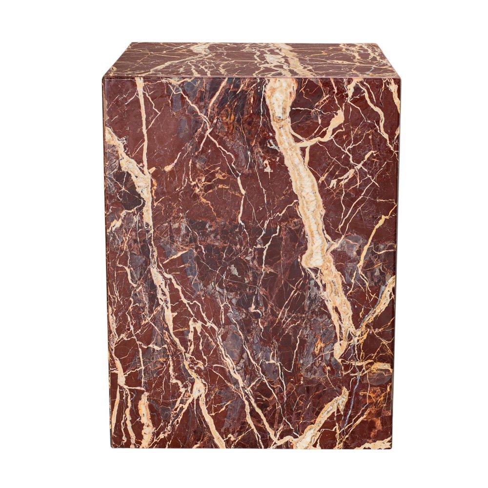 20" Red Marble Square Block End Table HomeRoots