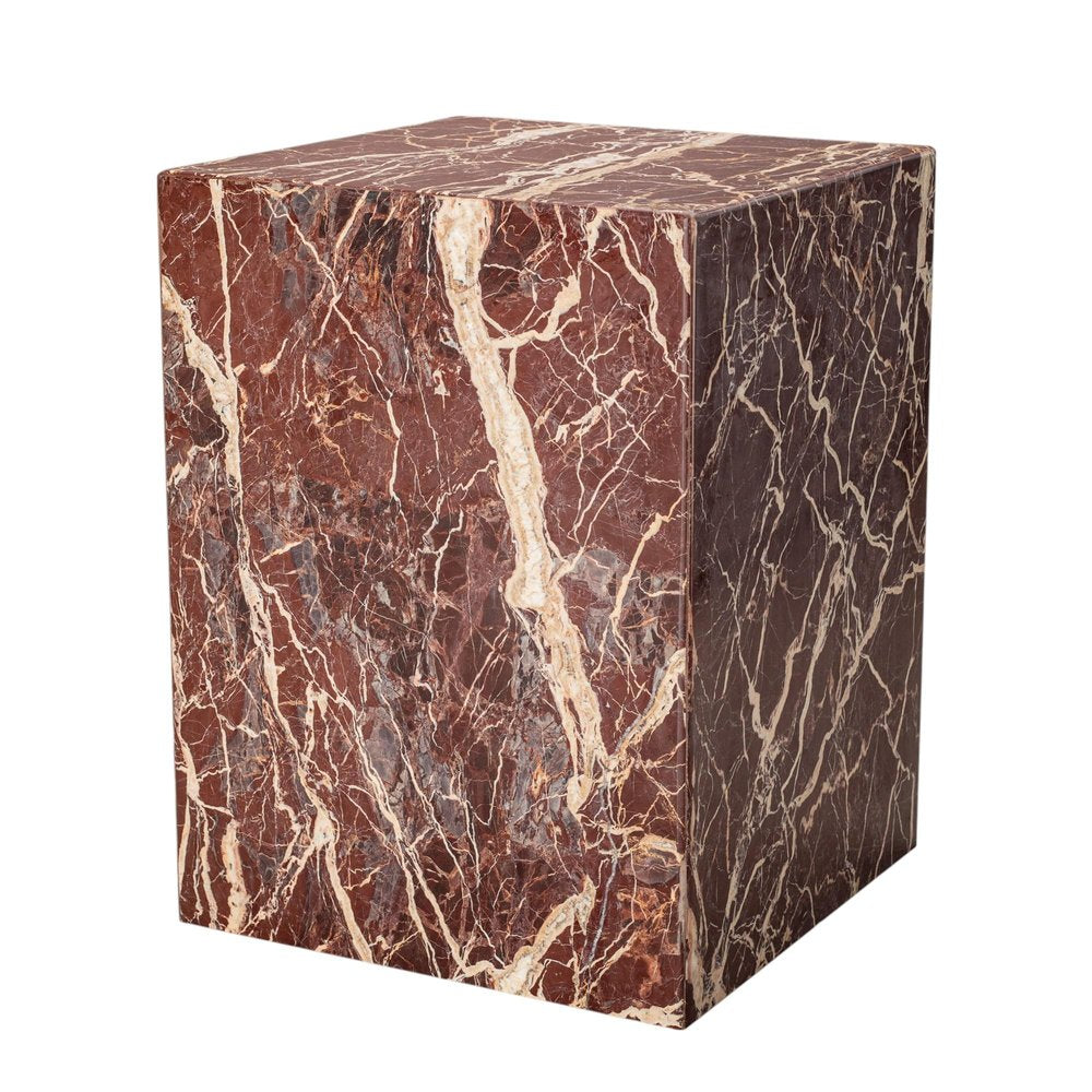 20" Red Marble Square Block End Table HomeRoots