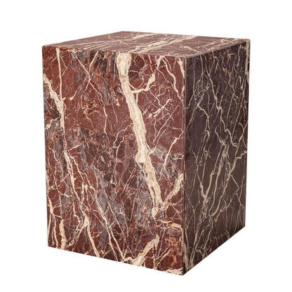 20" Red Marble Square Block End Table HomeRoots