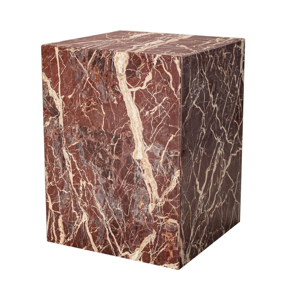 20" Red Marble Square Block End Table HomeRoots
