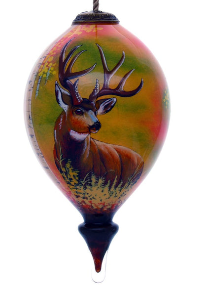 Mule Deer Hand Painted Brown And Green Glass Finial Ornament HomeRoots