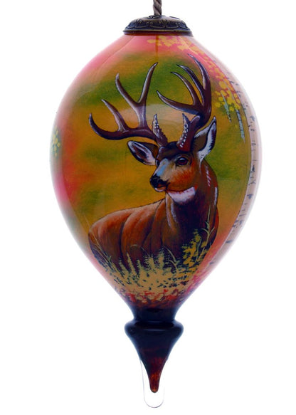 Mule Deer Hand Painted Brown And Green Glass Finial Ornament HomeRoots