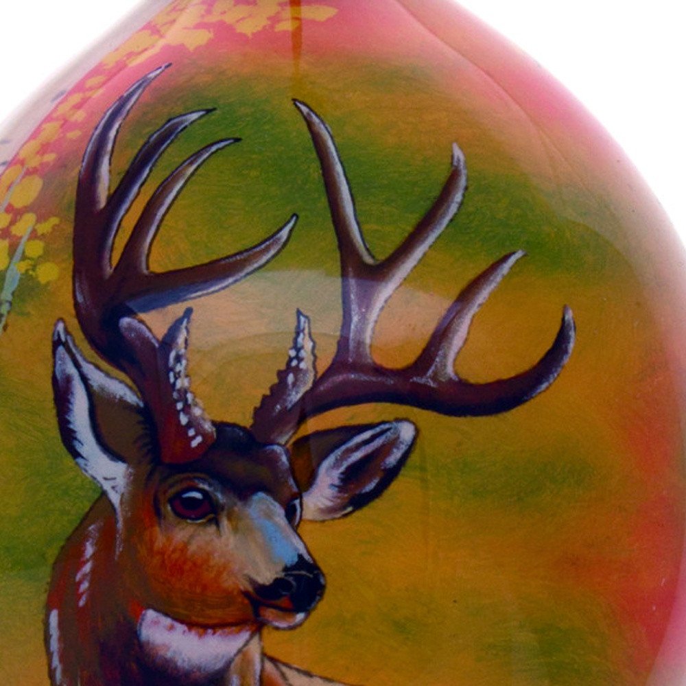 Mule Deer Hand Painted Brown And Green Glass Finial Ornament HomeRoots