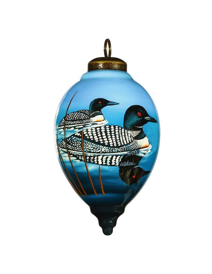 Loons Hand Painted Blue White And Black Glass Finial Ornament HomeRoots