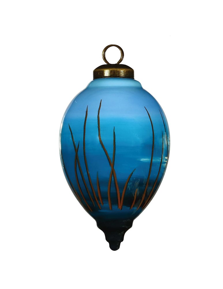 Loons Hand Painted Blue White And Black Glass Finial Ornament HomeRoots
