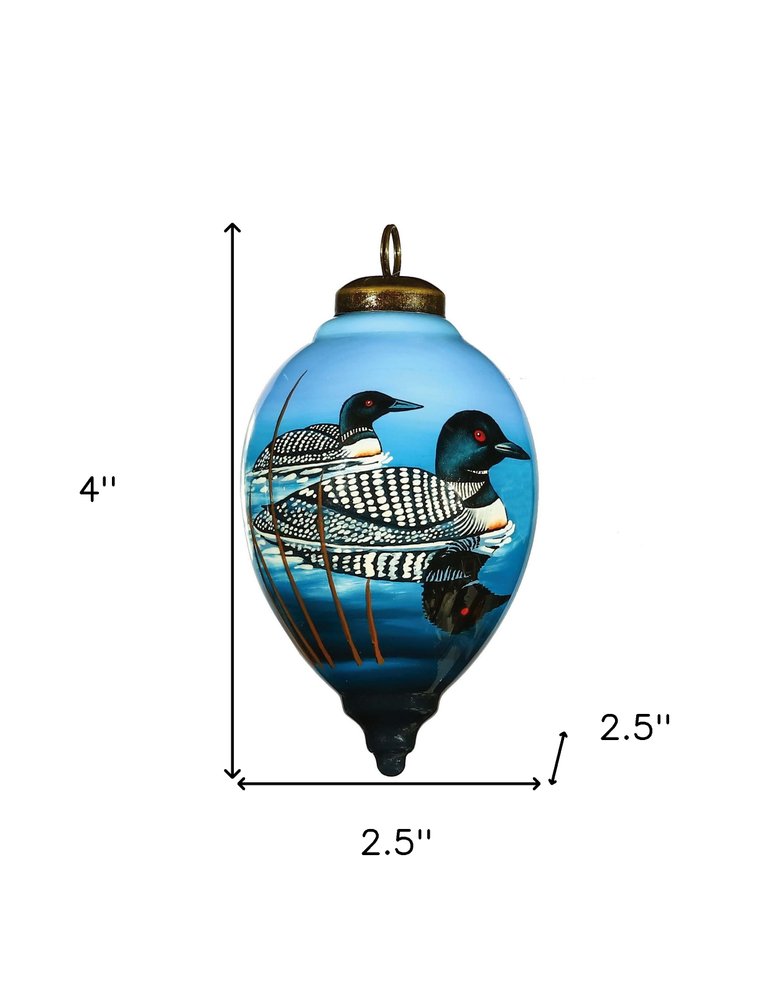 Loons Hand Painted Blue White And Black Glass Finial Ornament HomeRoots