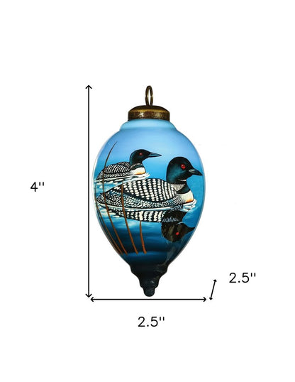 Loons Hand Painted Blue White And Black Glass Finial Ornament HomeRoots