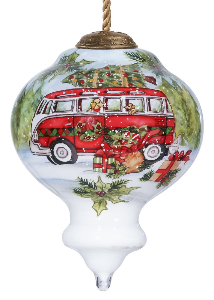 Christmas red Bu Hand Painted Red Green And White Glass Finial Ornament HomeRoots