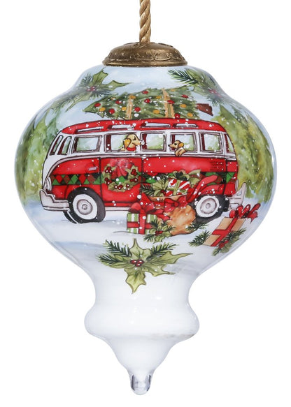 Christmas red Bu Hand Painted Red Green And White Glass Finial Ornament HomeRoots