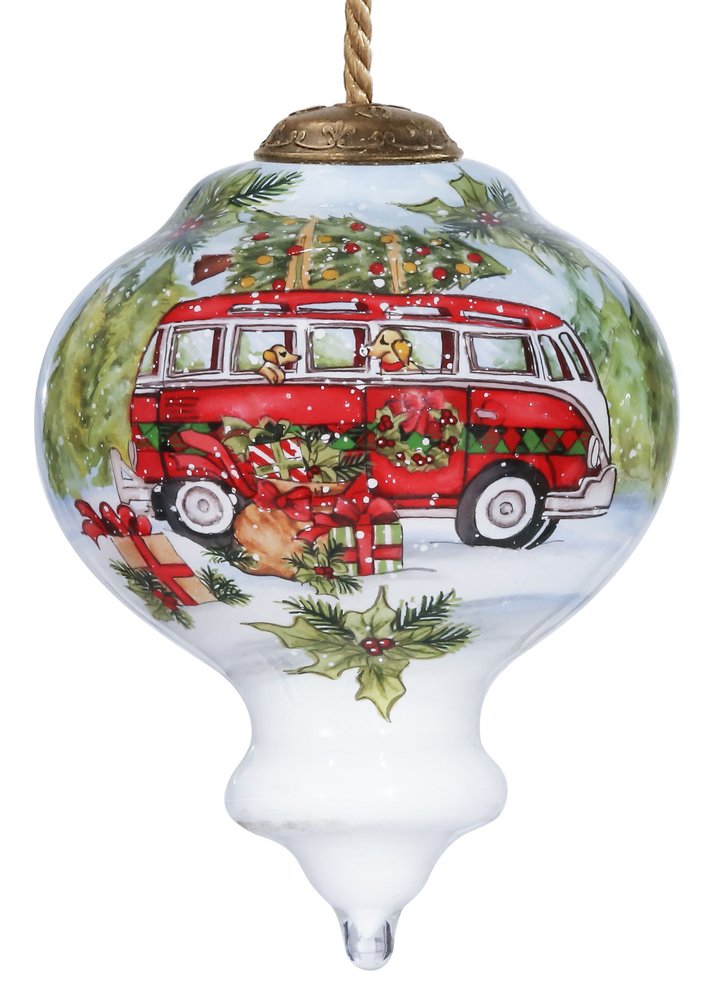 Christmas red Bu Hand Painted Red Green And White Glass Finial Ornament HomeRoots