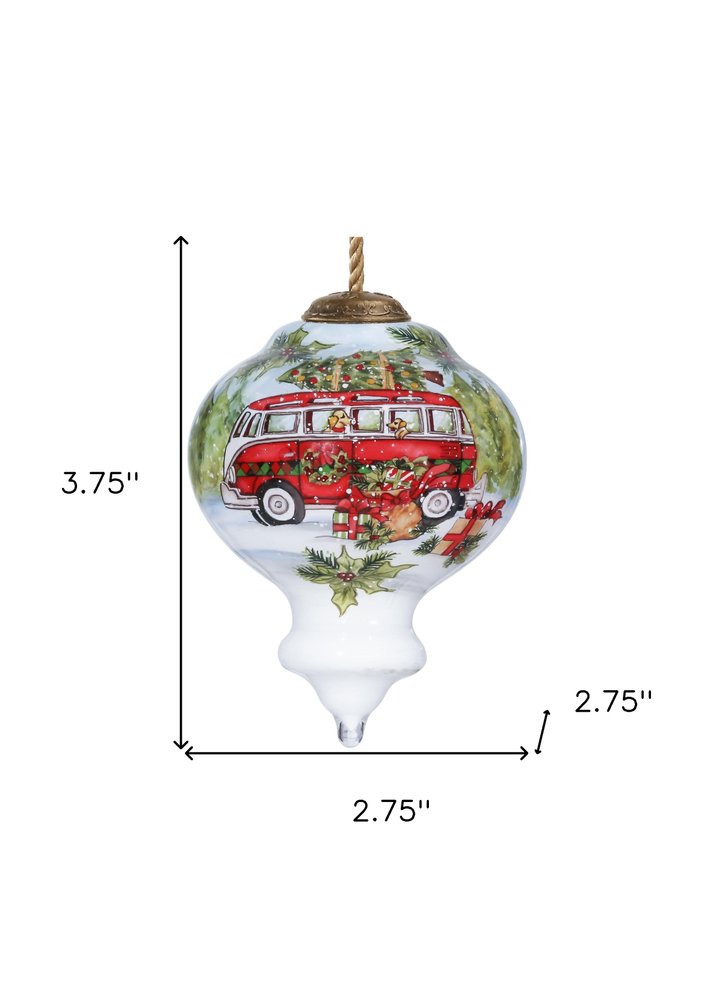 Christmas red Bu Hand Painted Red Green And White Glass Finial Ornament HomeRoots