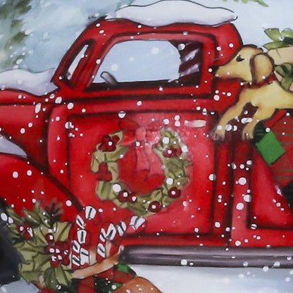 Red Truck Christmas Hand Painted Red Green And White Glass Finial Ornament HomeRoots