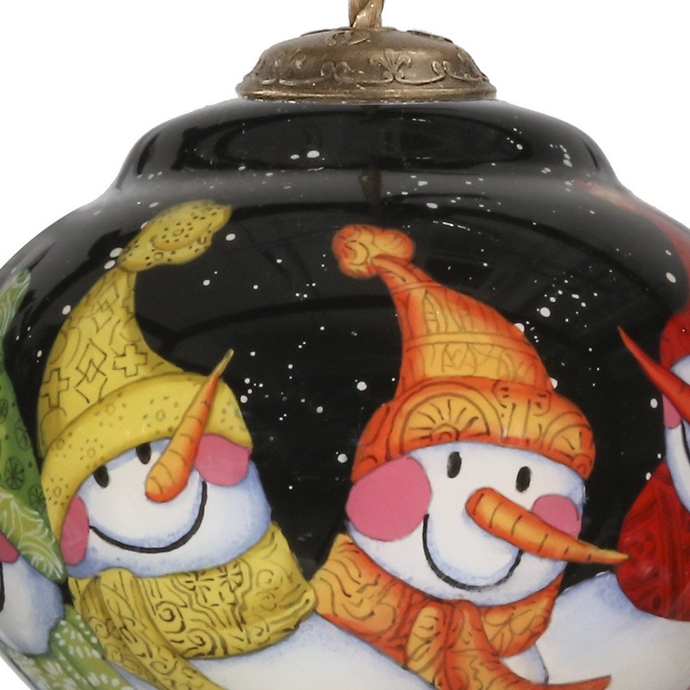 Together Snowman Hand Painted Black Yellow And Red Glass Finial Ornament HomeRoots