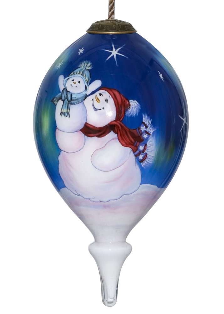 Northern Lights Hand Painted Blue White And Red Glass Finial Ornament HomeRoots