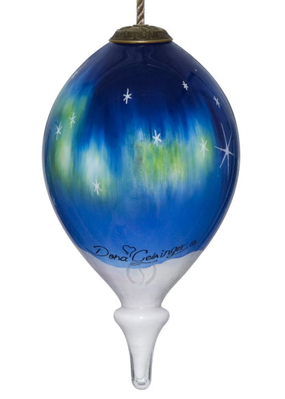 Northern Lights Hand Painted Blue White And Red Glass Finial Ornament HomeRoots
