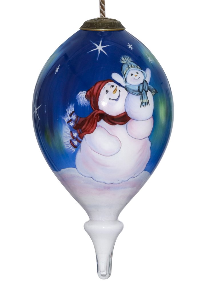 Northern Lights Hand Painted Blue White And Red Glass Finial Ornament HomeRoots