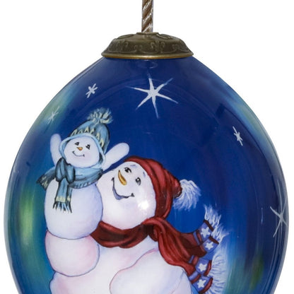 Northern Lights Hand Painted Blue White And Red Glass Finial Ornament HomeRoots