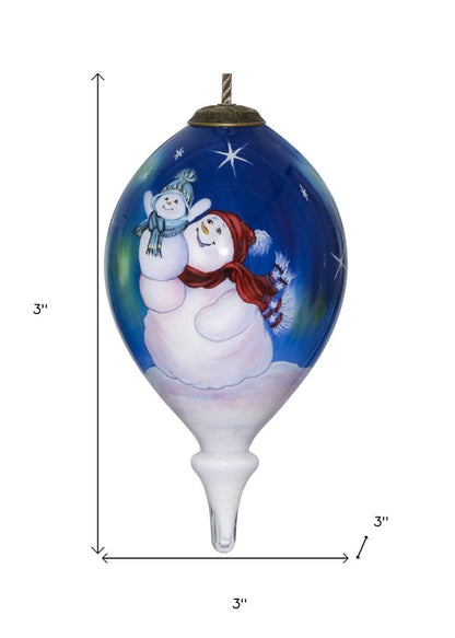 Northern Lights Hand Painted Blue White And Red Glass Finial Ornament HomeRoots