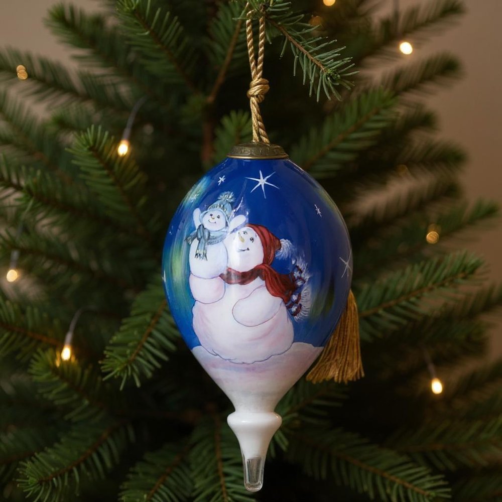 Northern Lights Hand Painted Blue White And Red Glass Finial Ornament HomeRoots