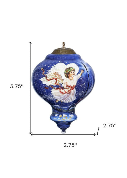 Angel of Peace Hand Painted Blue And White Glass Finial Ornament HomeRoots