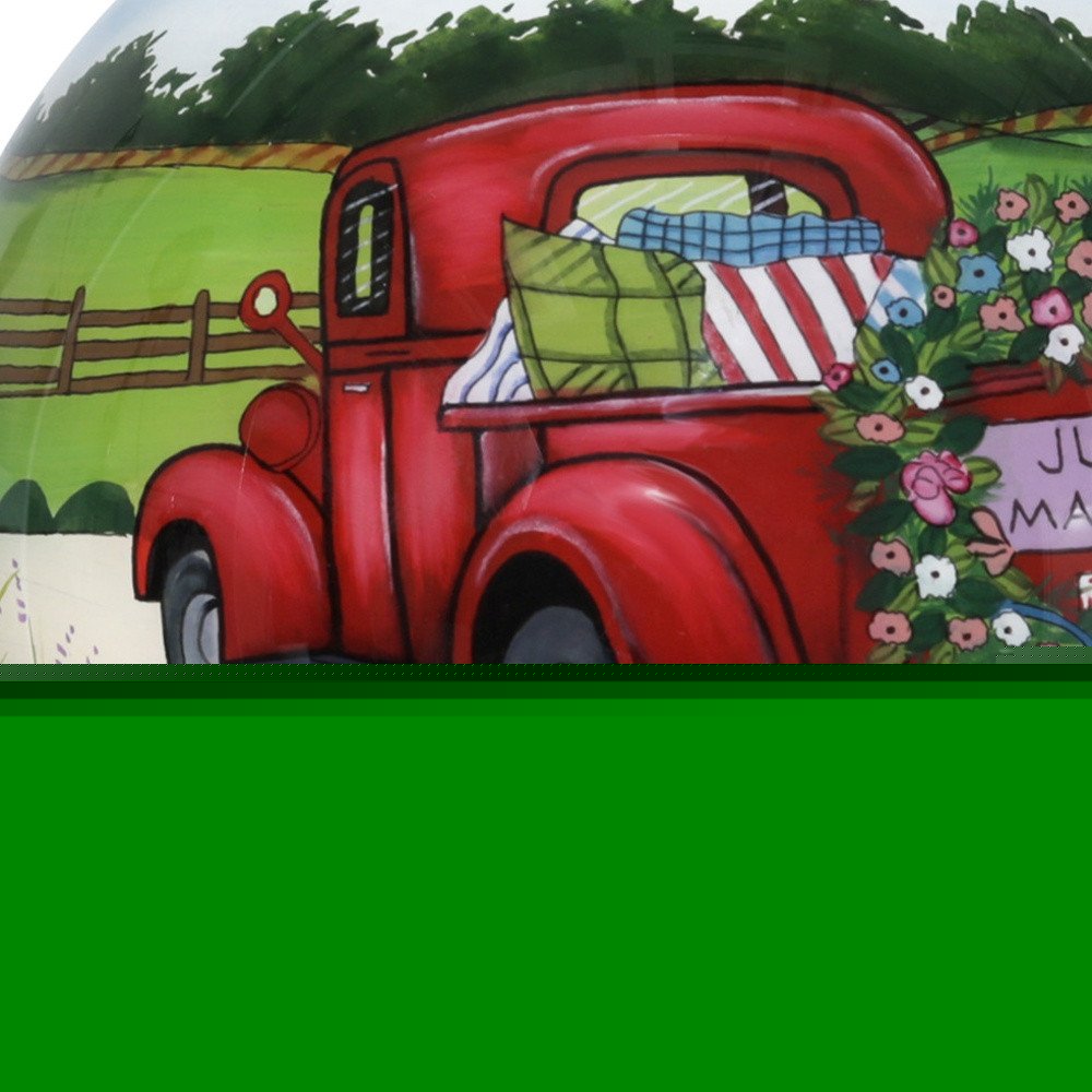 Just Married Hand Painted Red Green And White Glass Ball Ornament HomeRoots