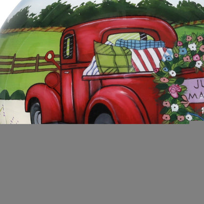 Just Married Hand Painted Red Green And White Glass Ball Ornament HomeRoots