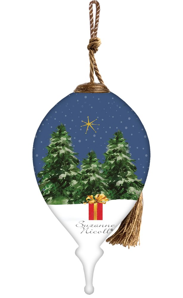 Iell Be Gnome For Christmas Hand Painted Blue White And Red Glass Finial Ornament HomeRoots